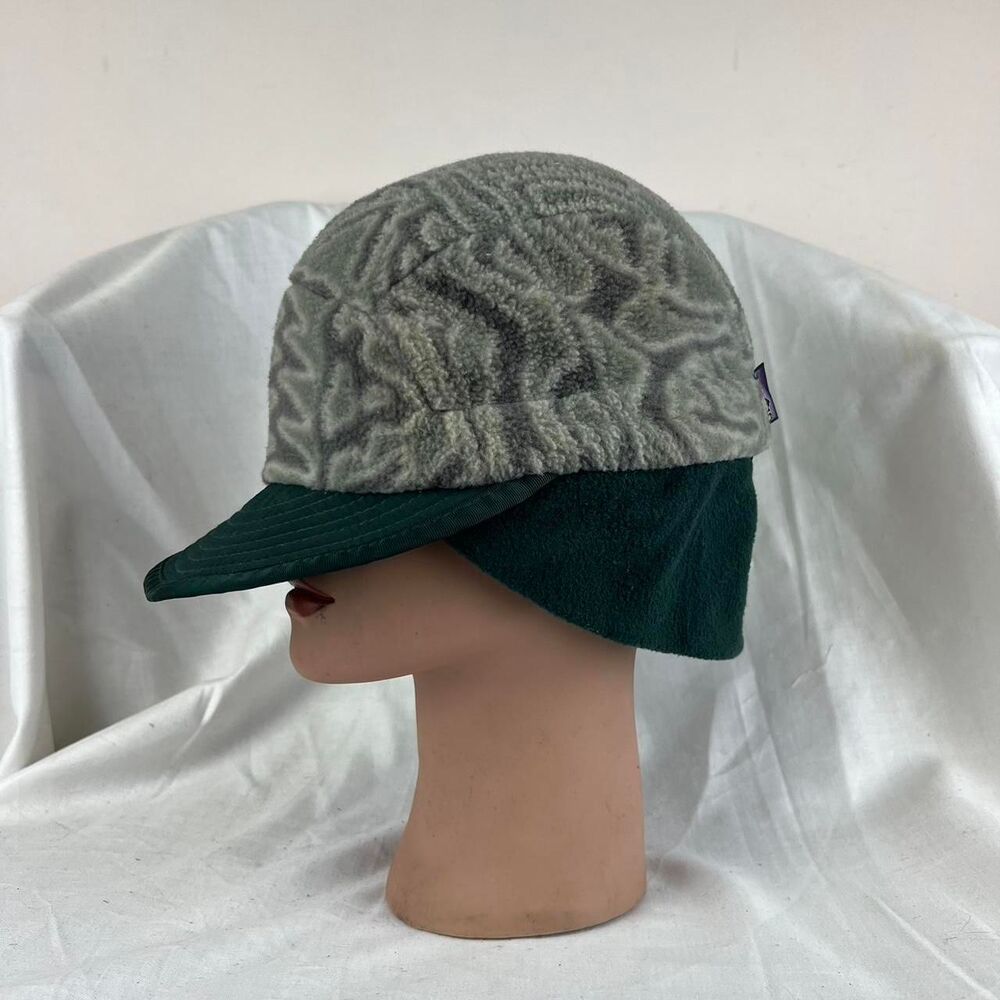 Vintage Patagonia Hat Cap Strap Synchilla Fleece Duckbill Ear Flap USA 90s